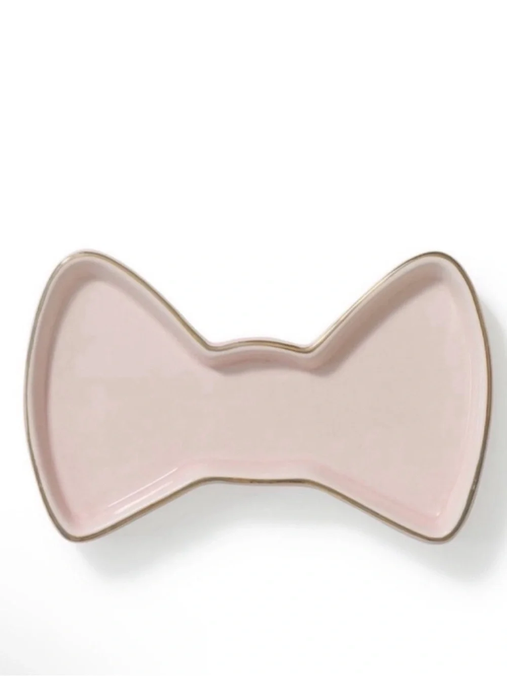 New! Target Bullseye Pink Bow Shaped Ceramic Trinket Dish w/ Gold Rim